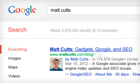 Google authorship exemple-Matt Cutts